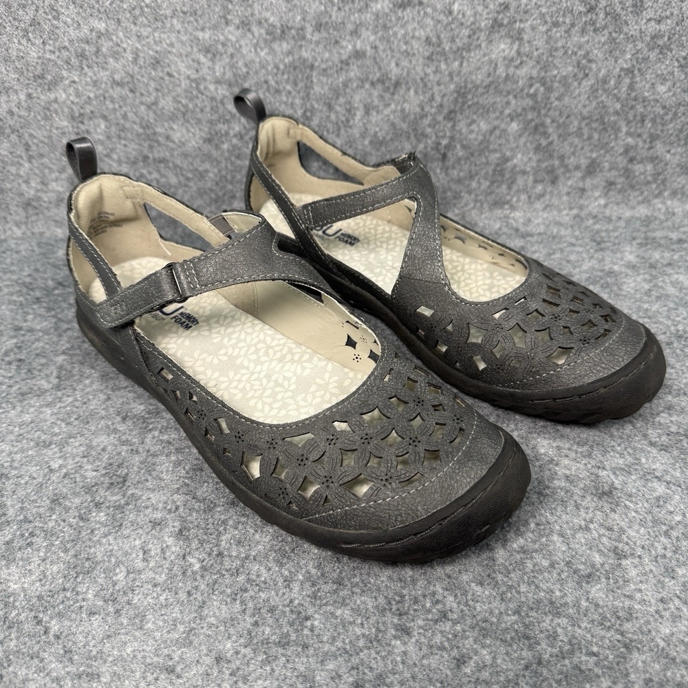 JBU Bellerose Charcoal Mary Jane Shoes Flats Womens 7.5 Hook & Loop Comfort
